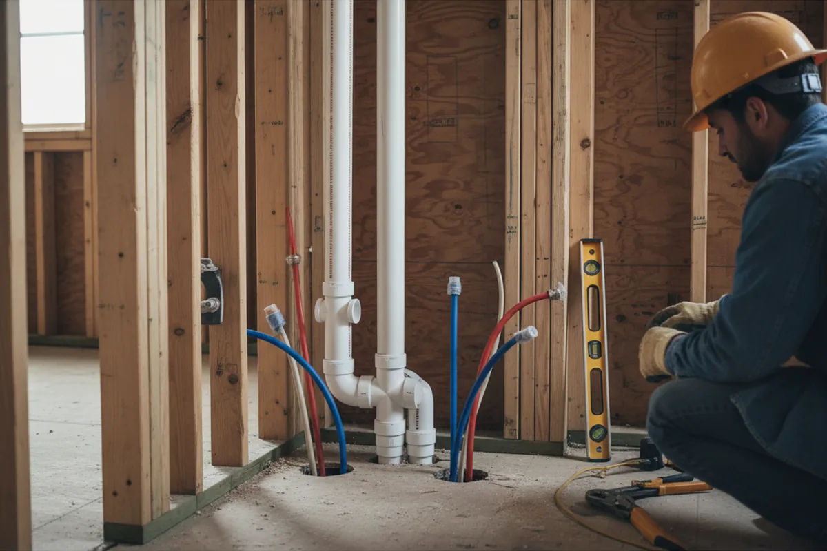 Drain and supply rough-in during Leak Detection in Morton Grove