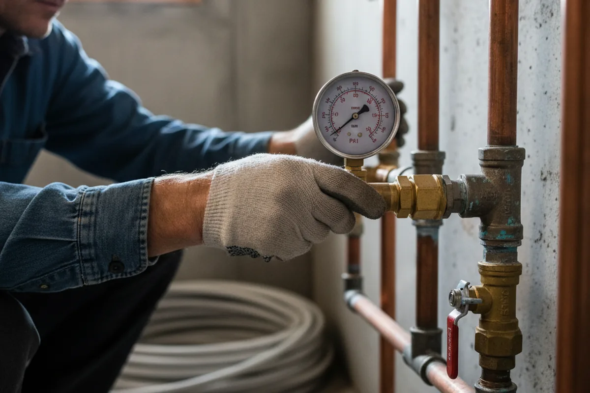 Pressure testing a repaired line during Water Line Repair in Morton Grove